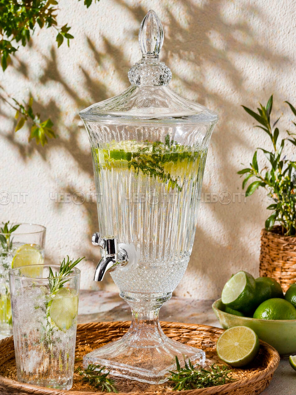 Лимонадница с краном (диспенсер) 1,8 л для напитков, стеклянная арт. 300815 $ [6] GOODSEE. ЧЕБОПТ.