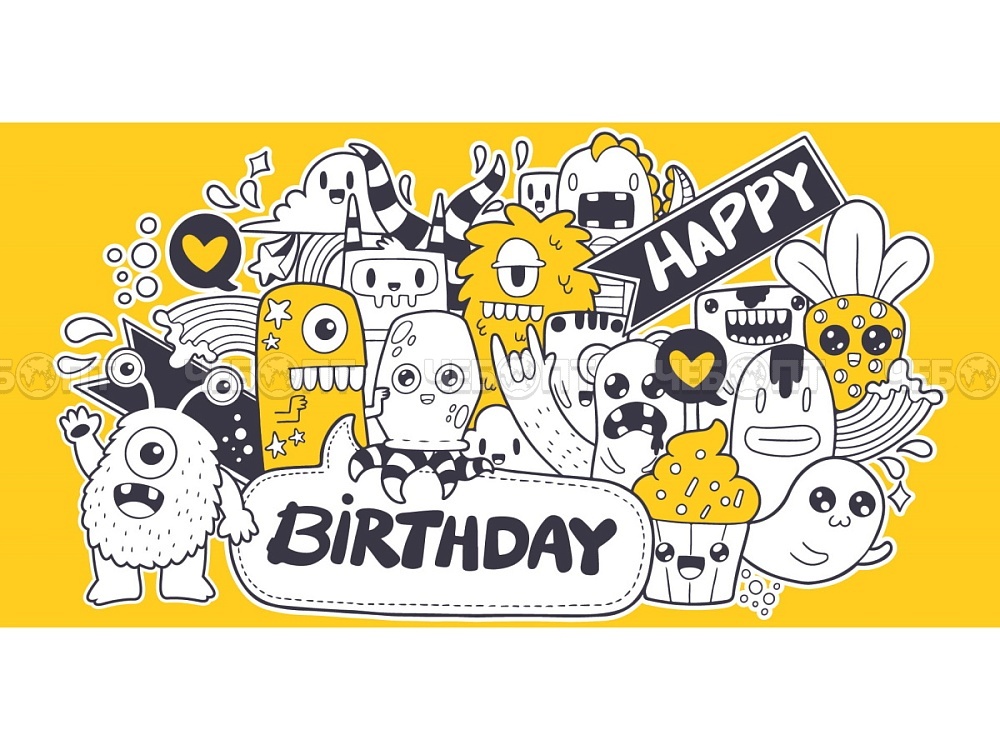 Конверт для денег OPTIMA "HAPPY BIRTHDAY" МОНСТРИКИ 164х85 мм, арт. 1-04-0439 [10/500] . ЧЕБОПТ.