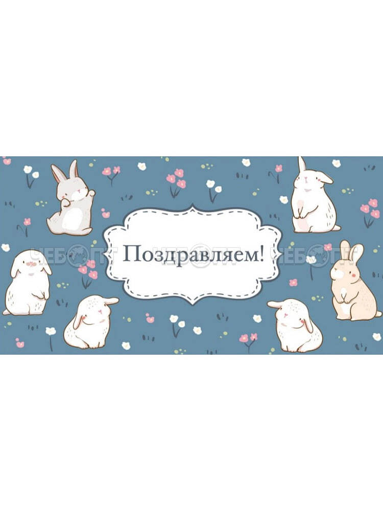 Конверт для денег OPTIMA "ПОЗДРАВЛЯЕМ!" КРОЛИКИ 164х85 мм арт. 1-04-0543 [10/500] . ЧЕБОПТ.