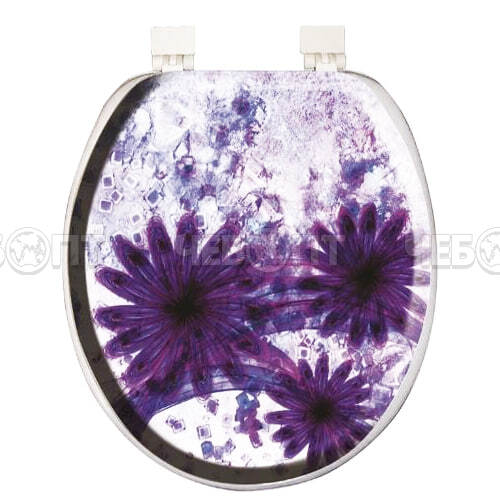 Сиденье для унитаза универсальное с крышкой мягкое AQUA-Prime DIGITAL ФИОЛЕТОВЫЕ ЦВЕТЫ арт. 6068 [16]. ЧЕБОПТ.