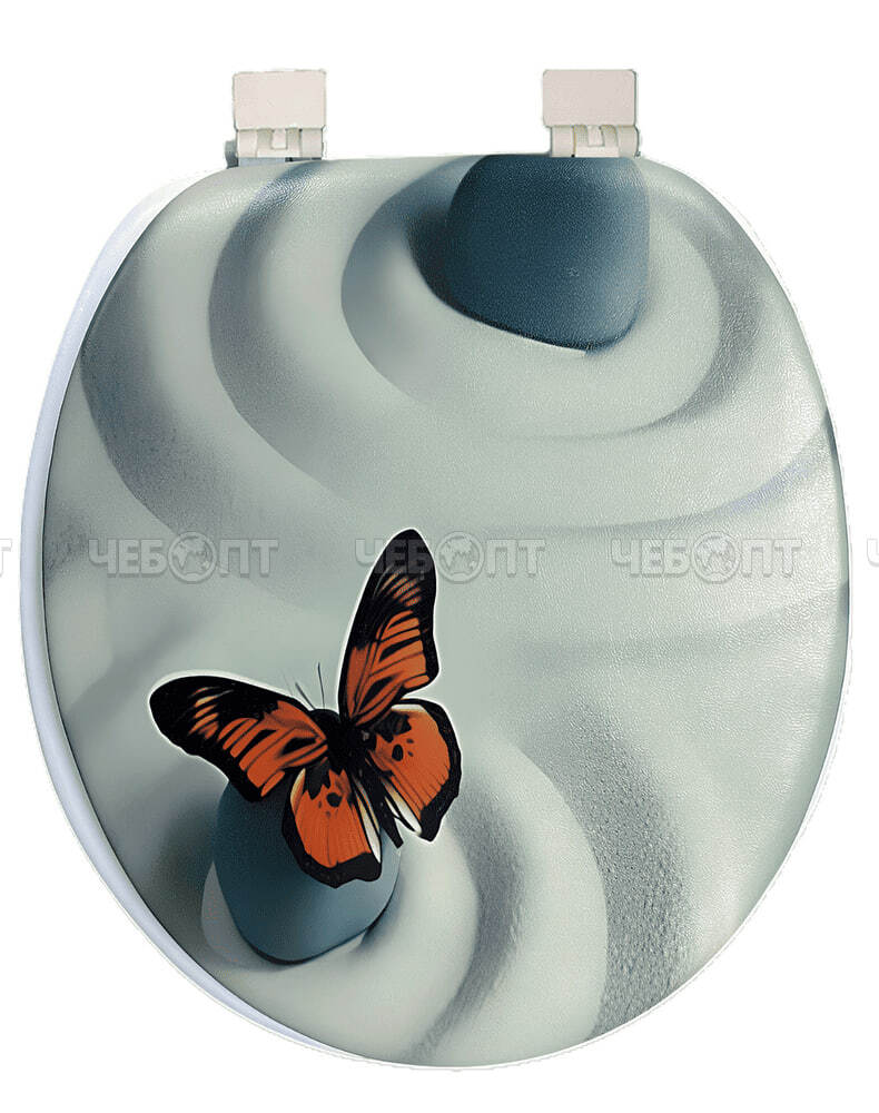 Сиденье для унитаза универсальное с крышкой мягкое AQUA-Prime DIGITAL БАБОЧКА арт. 6094 [16]. ЧЕБОПТ.