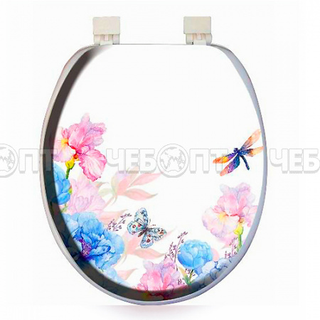 Сиденье для унитаза универсальное с крышкой мягкое AQUA-Prime DIGITAL ЯРКИЕ БАБОЧКИ арт. 6017 [16]. ЧЕБОПТ.