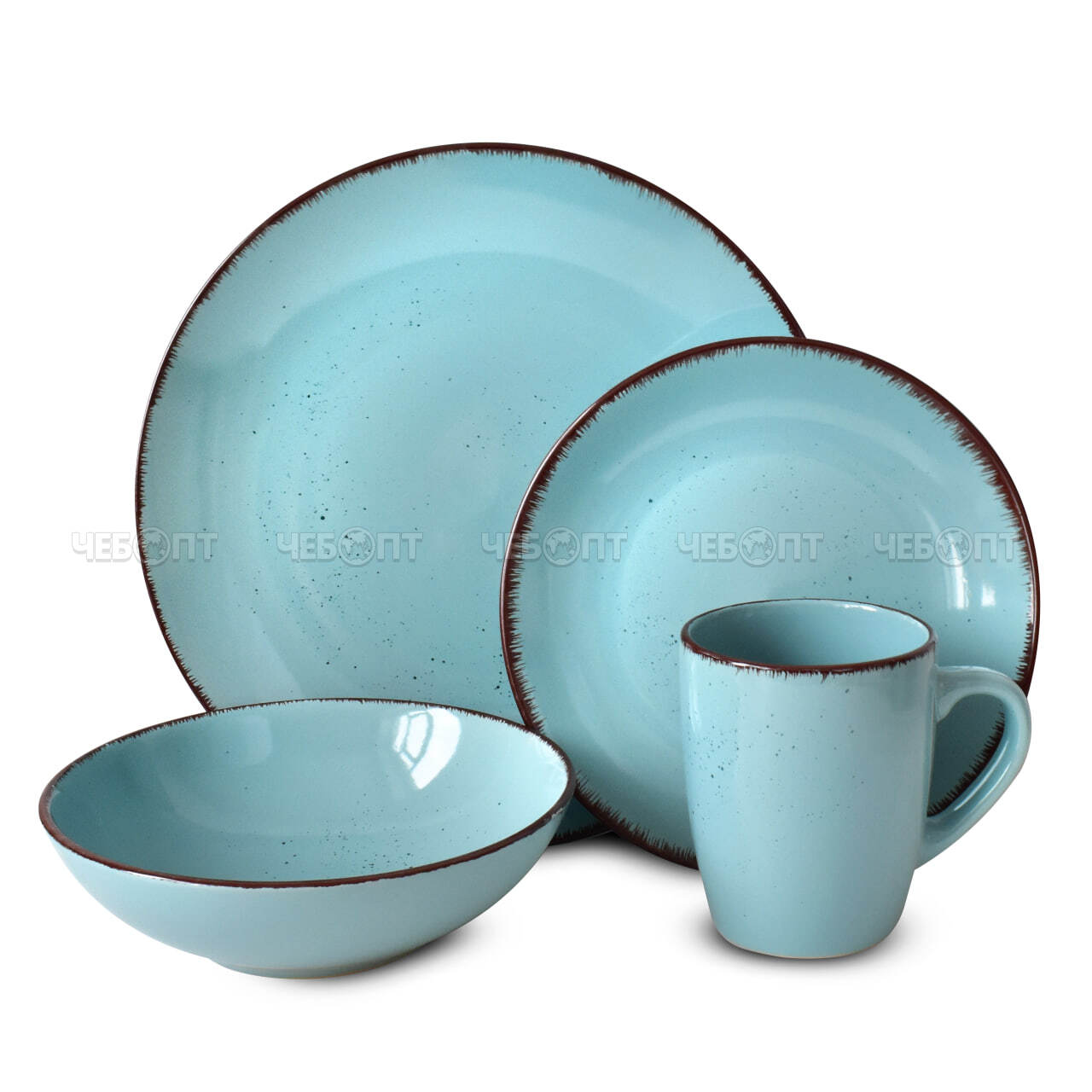 Сервиз столовый 16 предметов (4кружки, 4 глубоких тарелок, 4 тарелки десертные, 4 миски) керамика YL16-4145 арт. 300368/1 $ [2] GOODSEE. ЧЕБОПТ.