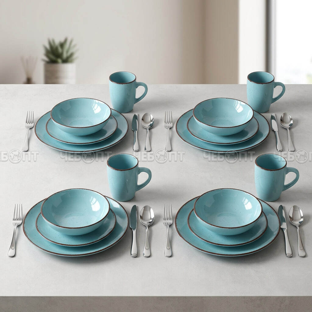 Сервиз столовый 16 предметов (4кружки, 4 глубоких тарелок, 4 тарелки десертные, 4 миски) керамика YL16-4145 арт. 300368/1 $ [2] GOODSEE. ЧЕБОПТ.