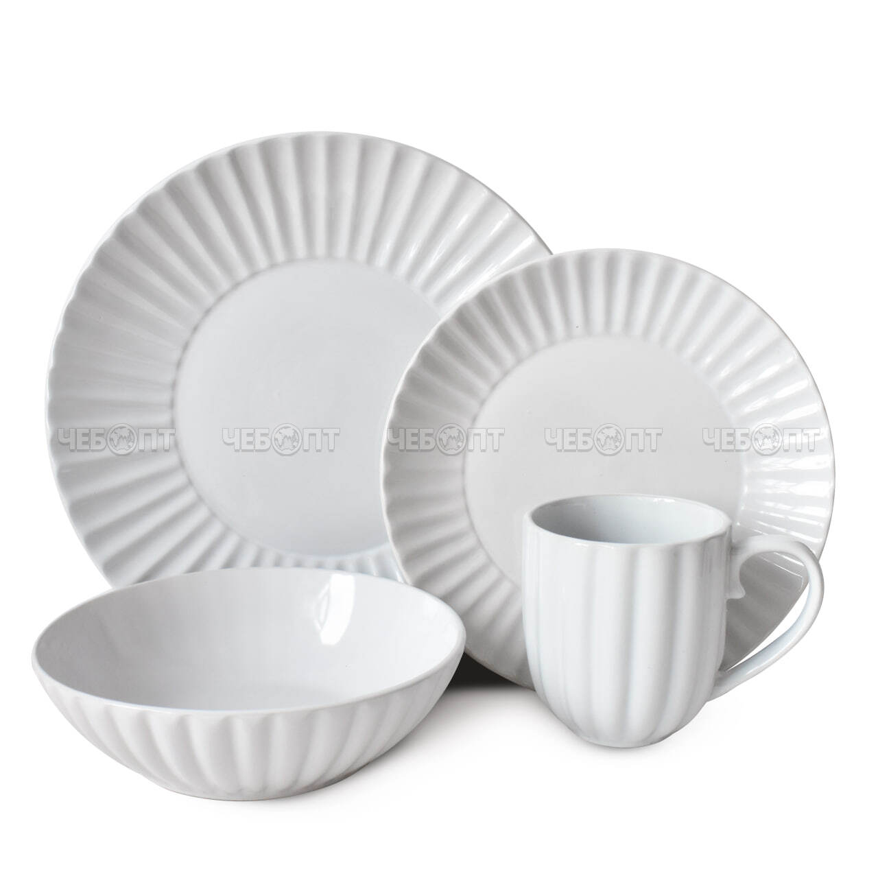 Сервиз столовый 16 предметов (4кружки, 4 глубоких тарелок, 4 тарелки десертные, 4 миски) керамика YL16-4149 арт. 300366/1 $ [2] GOODSEE. ЧЕБОПТ.
