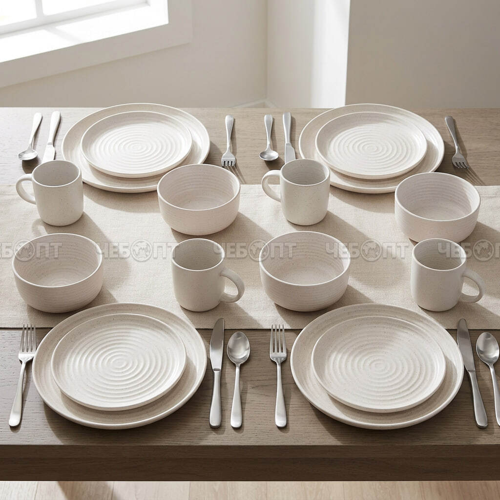 Сервиз столовый 16 предметов (4кружки, 4 глубоких тарелок, 4 тарелки десертные, 4 миски) керамика YL16-4158 арт. 260027/1 $ [2] GOODSEE. ЧЕБОПТ.