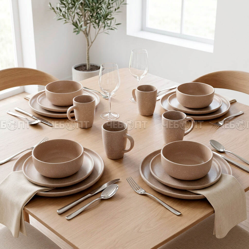 Сервиз столовый 16 предметов (4кружки, 4 глубоких тарелок, 4 тарелки десертные, 4 миски) керамика YL16-6089 арт. 300369/1 $ [2] GOODSEE. ЧЕБОПТ.