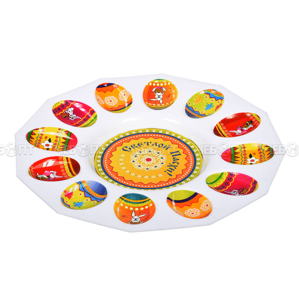 Блюдо ПАСХАЛЬНОЕ для кулича и 12 яиц, 24,5*1,5 см, арт. 17076 [24] ЛИНКГРУПП. ЧЕБОПТ.