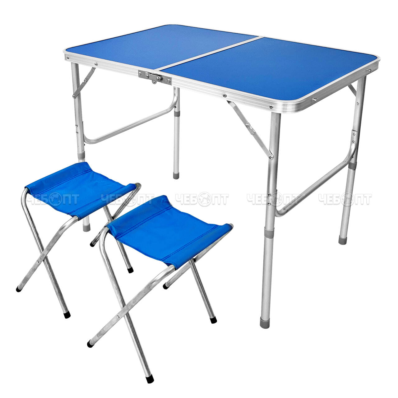 Стол туристический складной и 2 стула В ЧЕМОДАНЕ (стол: 900*600*700/400 мм, стулья: 280*260*350 мм), СИНИЙ арт. 290040-BLUE $$ [1] GOODSEE. ЧЕБОПТ.