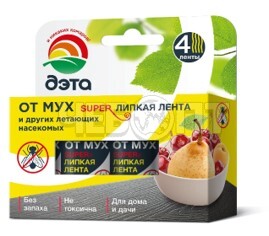 Липкая лента от мух ДЭТА МУХОЛОВ 4 шт арт. 66700490 [24] ХИМИК. ЧЕБОПТ.