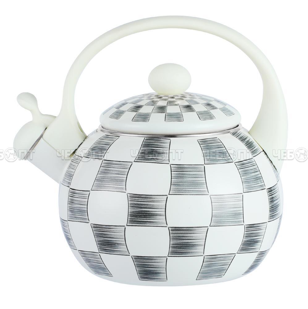 Чайник для плиты (газовой и электрической) 2,5 л эмалированный KELLI KL-4120 С ДЕКОРОМ арт. 4120 [12]. ЧЕБОПТ.