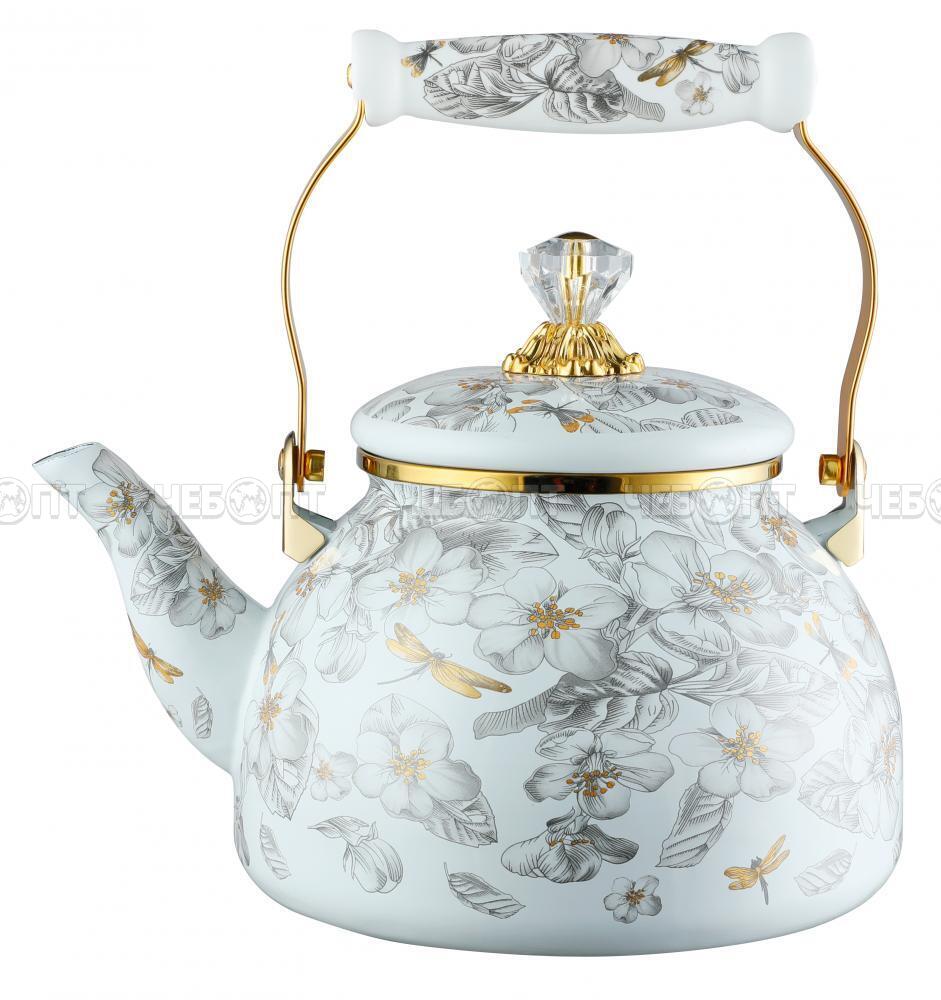 Чайник для плиты (газовой и электрической) 3 л эмалированный KELLI KL-4195 С ДЕКОРОМ арт. 4195 [12]. ЧЕБОПТ.