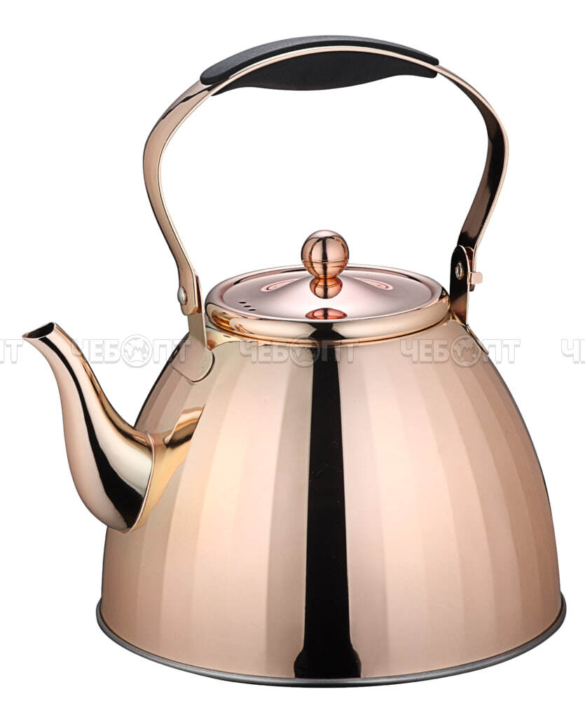 Чайник для плиты (газовой и электрической) 3 л со свистком, нерж.сталь KELLI KL-4354 тепло. капс. дно, подходит для инд. плит, арт. 4354 [12] . ЧЕБОПТ.