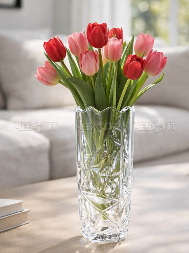 Ваза для цветов h-19,5 см d-8 см стекло арт. LXHP17-20-1 [24] АС-ДЕКОР. ЧЕБОПТ.