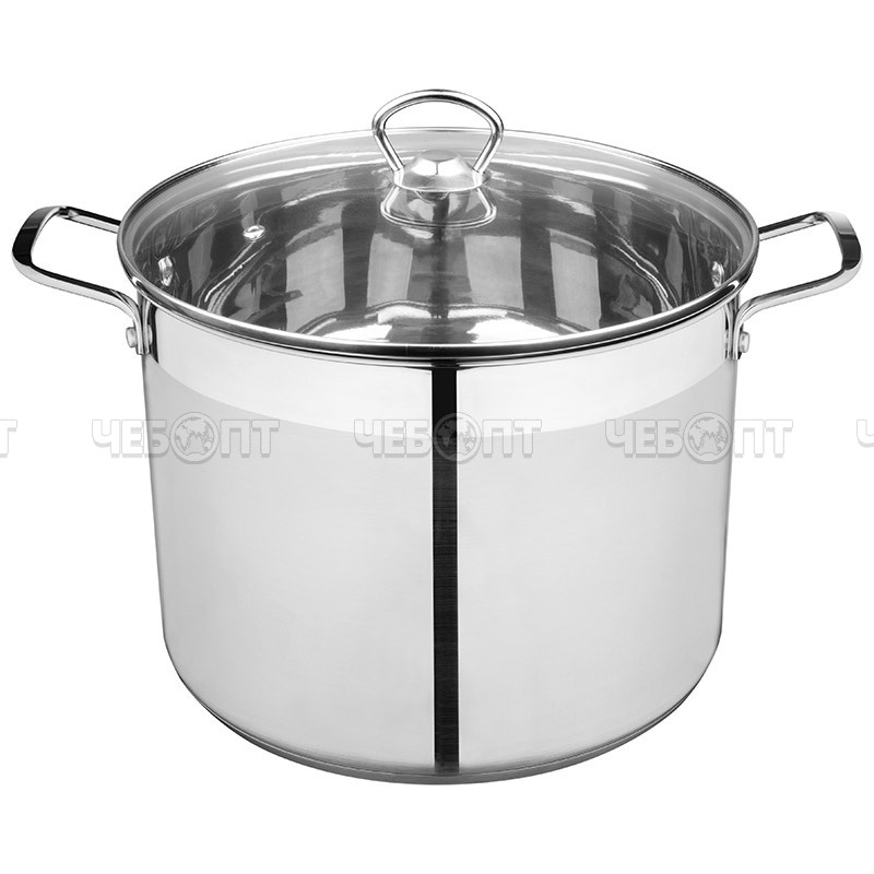 Кастрюля нержавеющая сталь 12,9 л CULINARIA индукция, капсульное дно, стеклянная крышка арт. 105803 [1] СКРАП. ЧЕБОПТ.