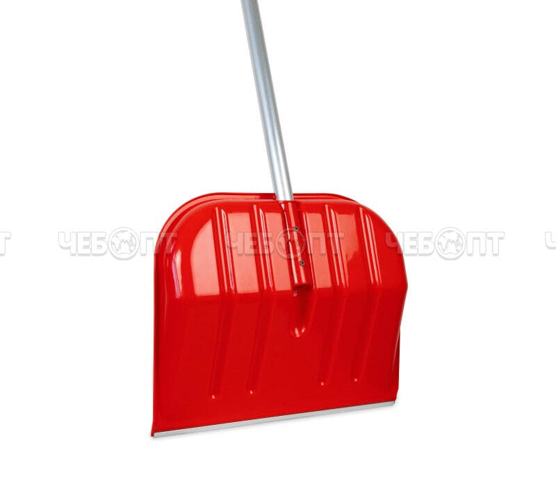 Лопата для уборки снега (снеговая) поликарбонат в сборе с ЧЕРЕНКОМ МЕДВЕДЬ ЦВЕТНАЯ (АЛЮМ. черен. d-35, V-ручка) [375*478] [5] ИНТЕХПРОМ. ЧЕБОПТ.