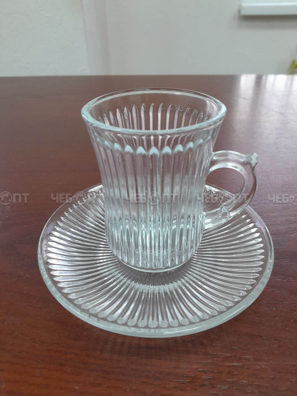 Сервиз чайный 12 предметов ANKRA (6 чашек 145 мл, 6 блюдцев 13,5 см) стекло арт. 036XRYG [4] АС-ДЕКОР/ЕГИПЕТ. ЧЕБОПТ.