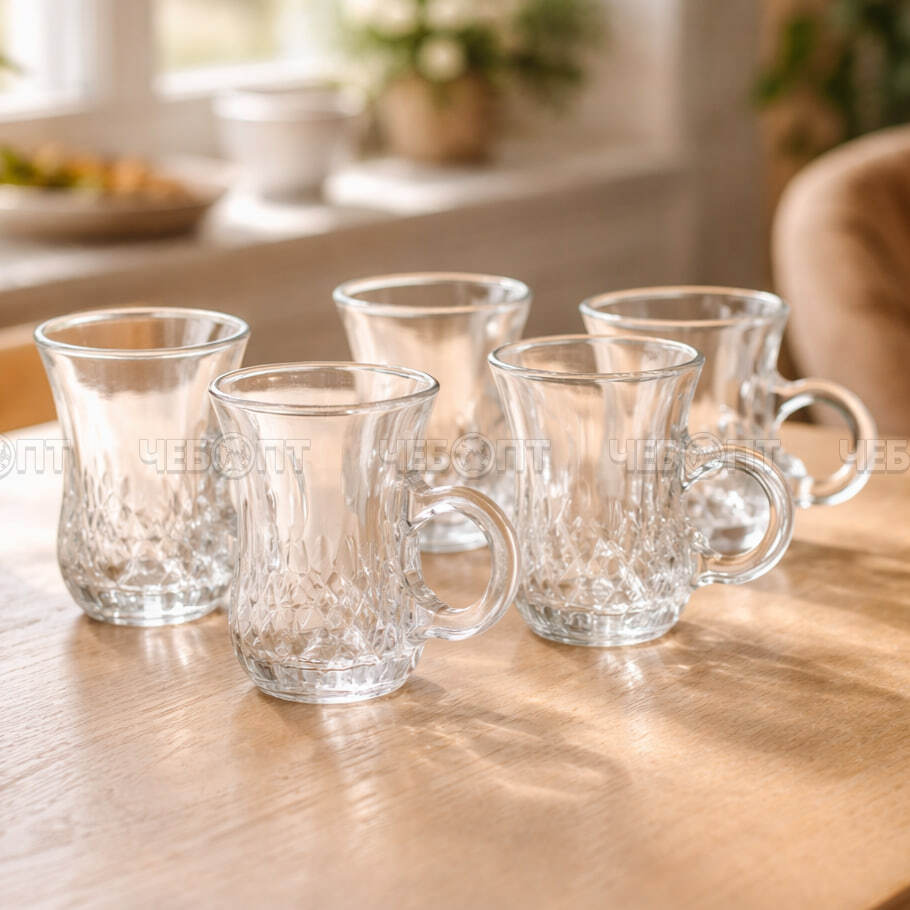 Кружка стеклянная 100 мл STEKANA, в наборе 6 шт арт. 6094RYG [12]АС-ДЕКОР/ЕГИПЕТ. ЧЕБОПТ.