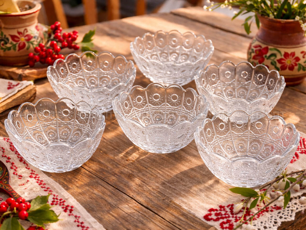 Набор салатников 6 предметов 315 мл, h-5,5 см, d-12.5 см, BOHEMIA 5, стекло арт. 043/BXRYG [8] АС-ДЕКОР/ЕГИПЕТ. ЧЕБОПТ.