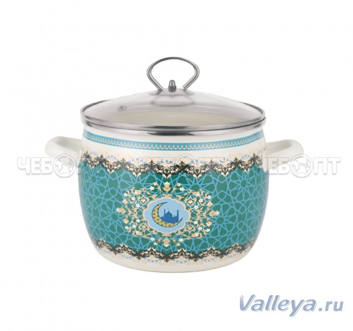 Кастрюля эмалированная 4,3 л АН-НИСА С ВОСТОЧНОМ ДЕКОРОМ для всех видов плит вкл. индукц. арт. VL148 [6]. ЧЕБОПТ.