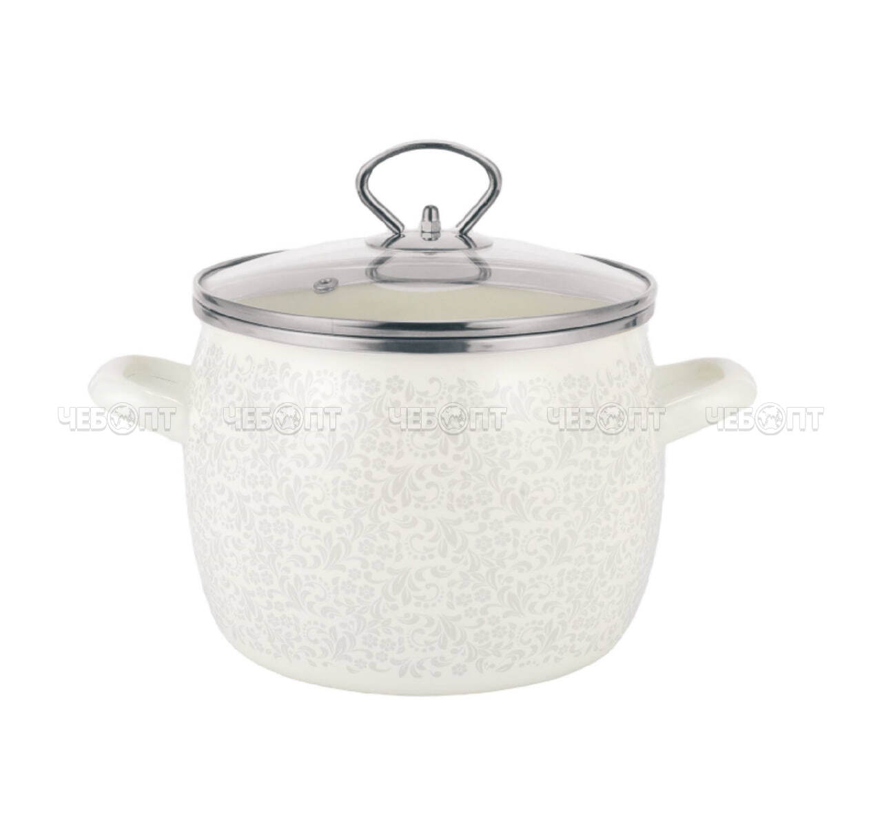 Кастрюля эмалированная 3,2 л БЛАНШ С ДЕКОРОМ для всех видов плит вкл. индукц. арт. VL146 [6]. ЧЕБОПТ.