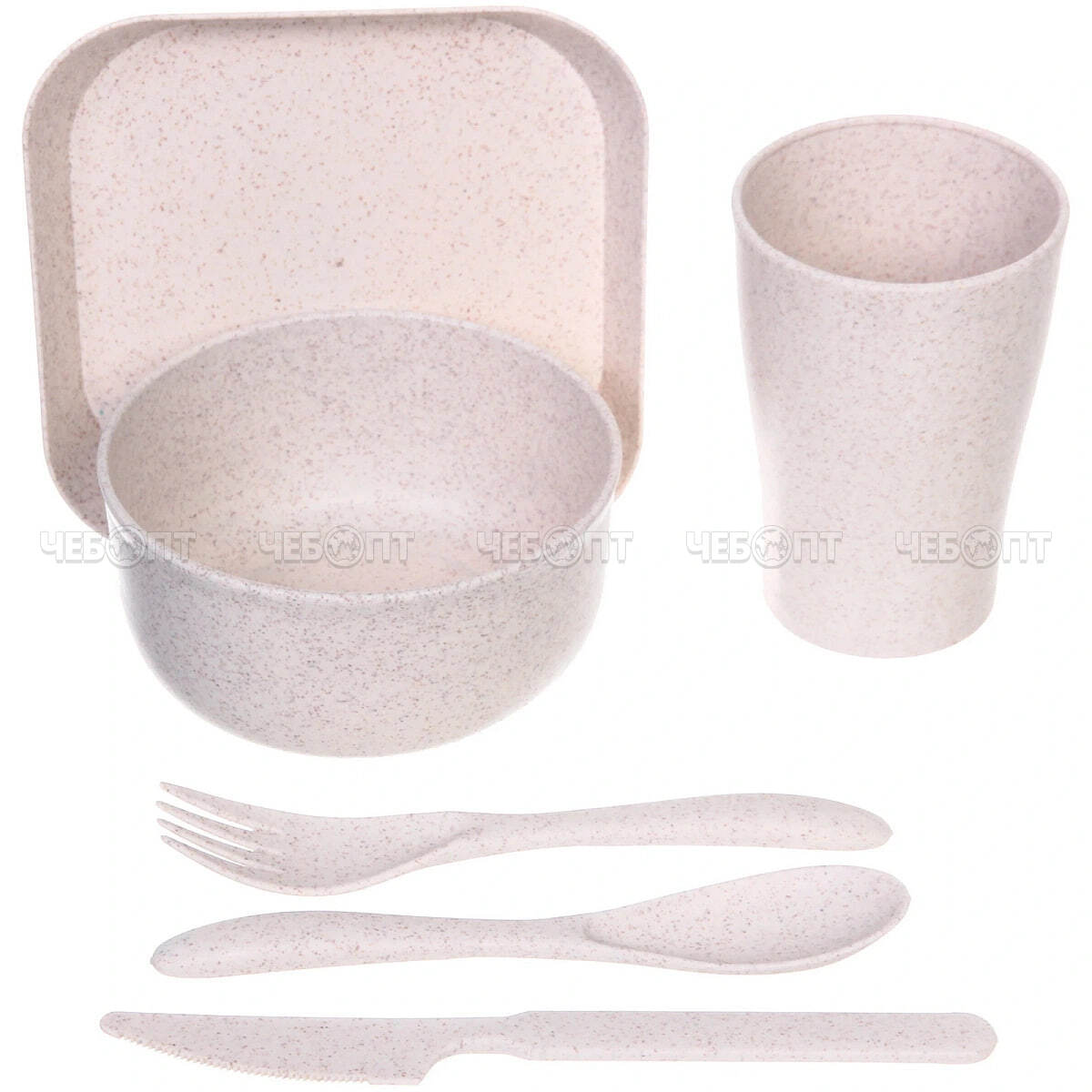 Набор посуды для пикника 25 предметов ЭКОЛАЙФ (на 4 персоны: салатник, тарелка, стакан, вилка, ложка, подставка) арт. 735-117 [40] РЦ ВОСТОК. ЧЕБОПТ.