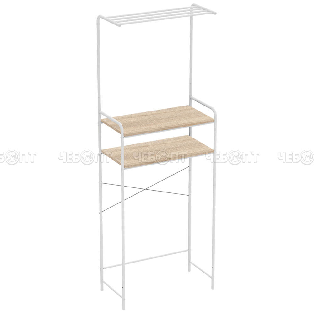 Стеллаж-полка для ванны и туалета над стиральной машиной, металлический, белый, 660*330*1820 мм, арт. СПУ4/МБ NIKA [1] . ЧЕБОПТ.