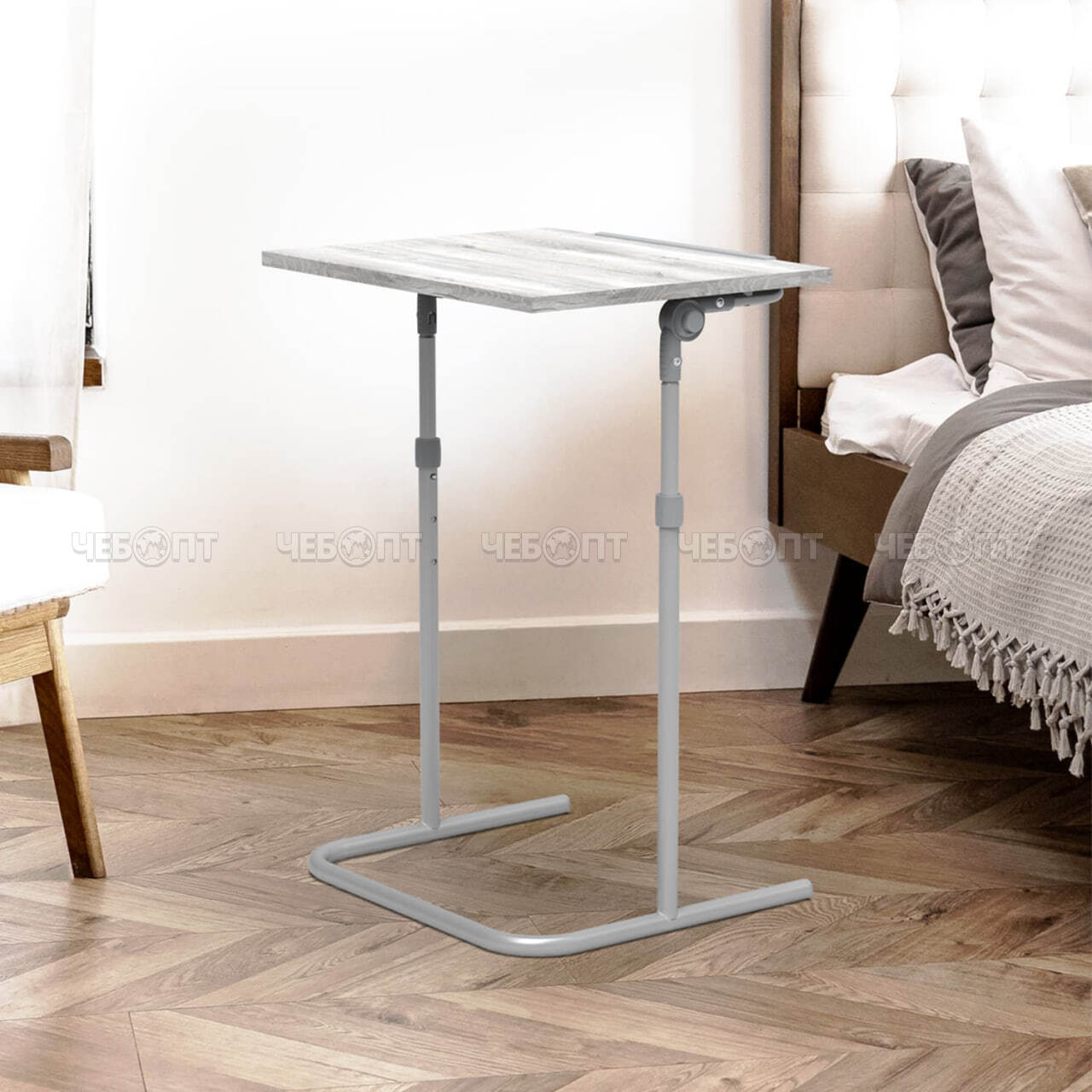 Стол складной универсальный Haushalt с регулировкой высоты, 500*400*620/670/720 мм, цвет ДУБ ШАВИНИГАН/СЕРЫЙ арт. HHST4-Л/ДШВ NIKA [1]. ЧЕБОПТ.