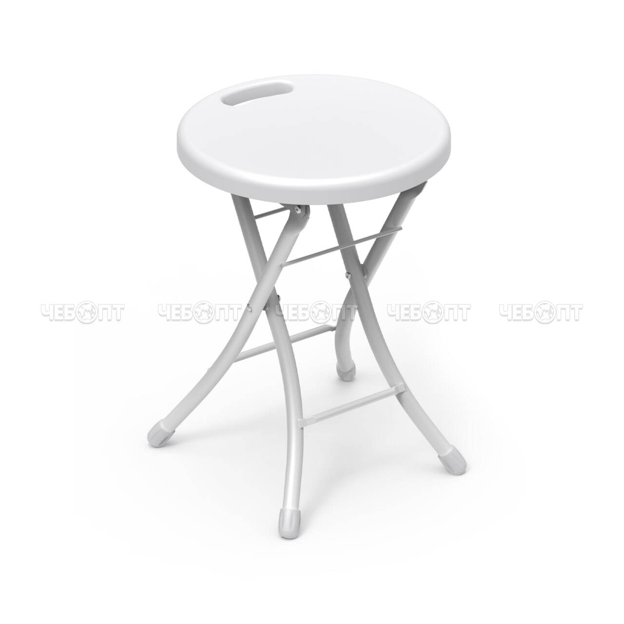 Табурет - стул туристический складной (походный) с ручкой 335*330*470 мм, допустимая нагрузка 100кг, сиденье пластика, БЕЛЫЙ арт. ТПС1/Б NIKA [6]. ЧЕБОПТ.