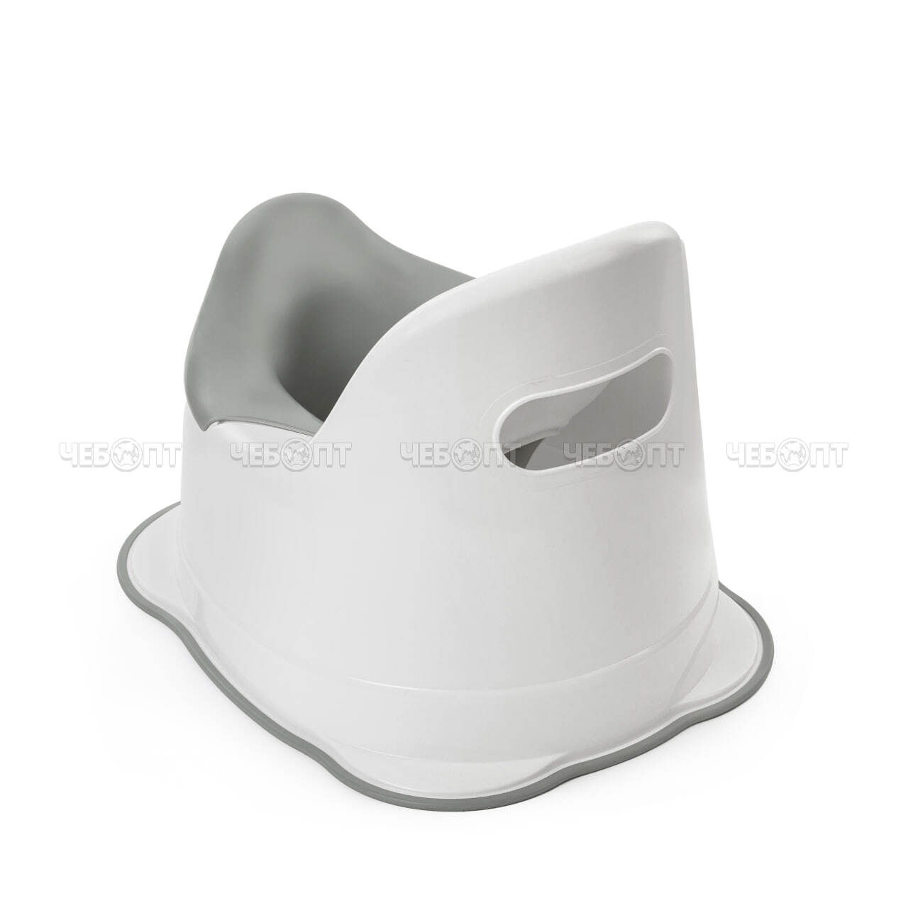 Горшок детский со съемной чашей пластиковый, антискользящий БЕЛО-СЕРЫЙ арт. М9075 [6] АЛЬТЕРНАТИВА. ЧЕБОПТ.