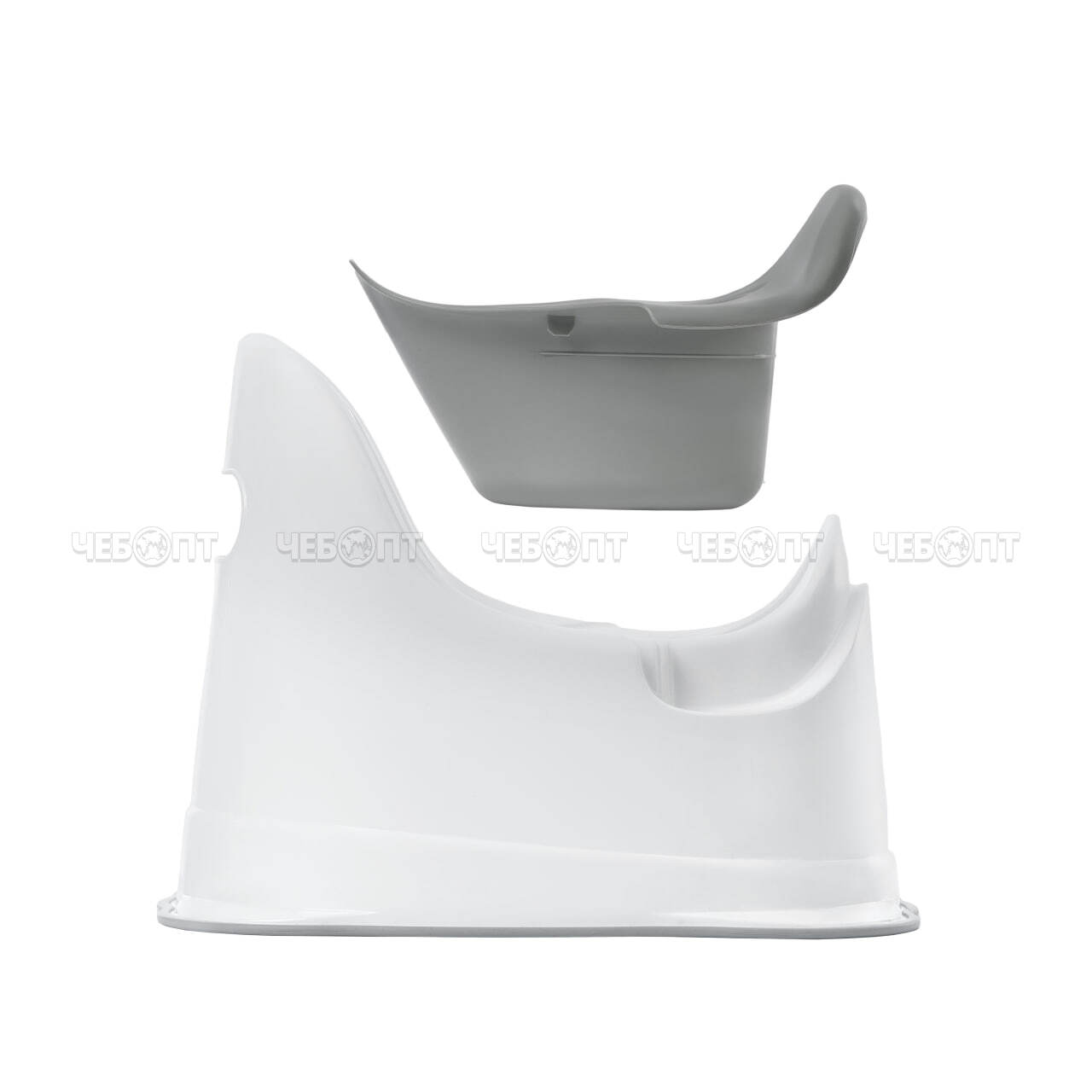 Горшок детский со съемной чашей пластиковый, антискользящий БЕЛО-СЕРЫЙ арт. М9075 [6] АЛЬТЕРНАТИВА. ЧЕБОПТ.