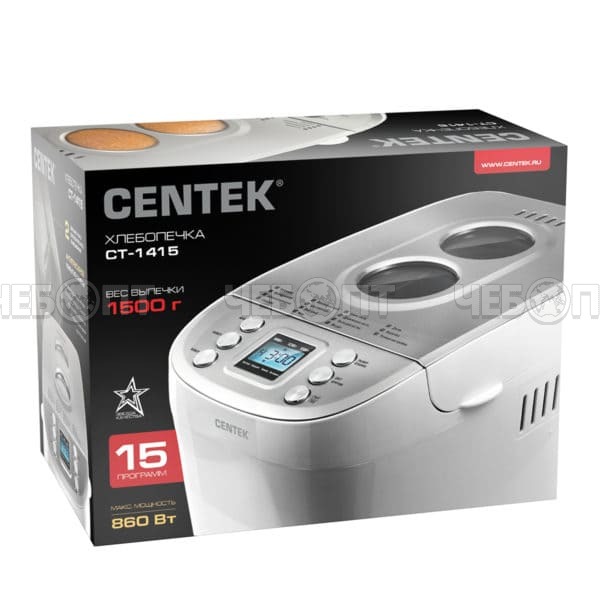 Мультипечь (хлебопечка) CENTEK CT-1415, таймер, 15 программ, LCD-дисплей, мощность 860 Вт [2] . ЧЕБОПТ.