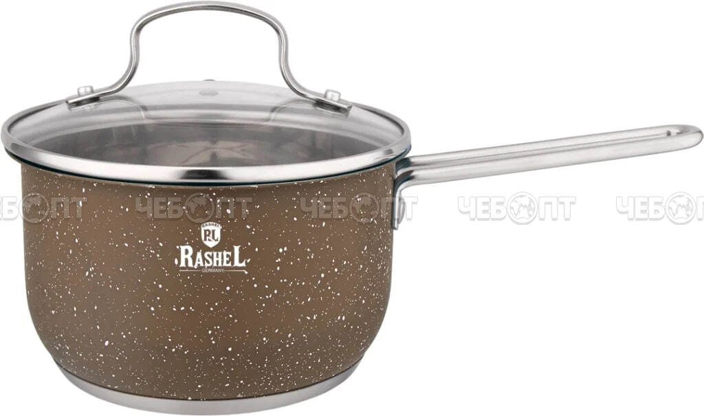Ковш - сотейник из нержавеющей стали 2 л СТЕФАНИ со стеклянной крышкой арт. R-10/109z [8] RASHEL. ЧЕБОПТ.