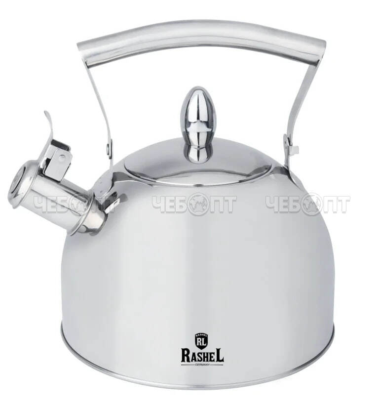 Чайник для плиты 3 л со свистком, нерж.сталь RASHEL капс. дно, подходит для всех видов плит вкл индукц. арт. R-7833 [12] . ЧЕБОПТ.