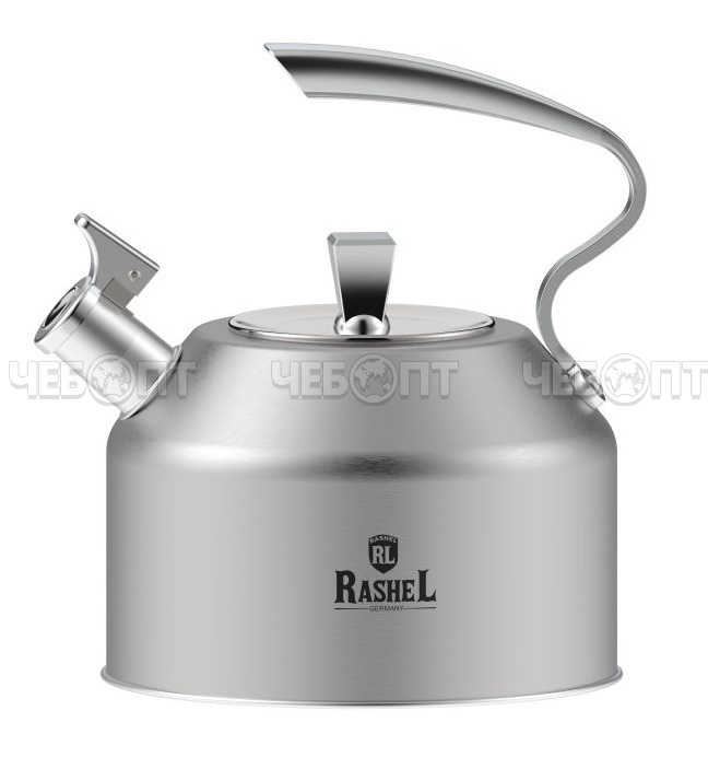 Чайник для плиты 3 л со свистком, нерж.сталь RASHEL капс. дно, подходит для всех видов плит вкл индукц. арт. R-7830 [12] . ЧЕБОПТ.