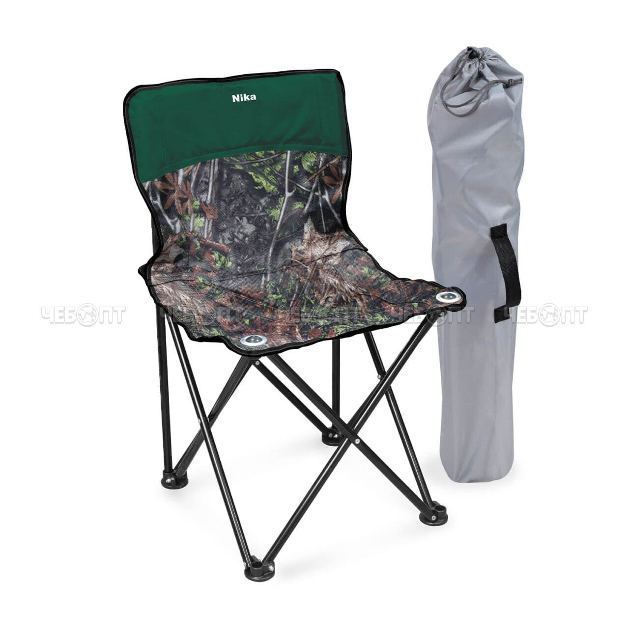 Стул туристический складной (походный) со спинкой "Премиум 2" 420*420*670,нагрузка 100 кг,водооттал.пропитка, с ДУБОВЫМИ ЛИСТЬЯМИ арт. ПСП2/3 NIKA [5]. ЧЕБОПТ.