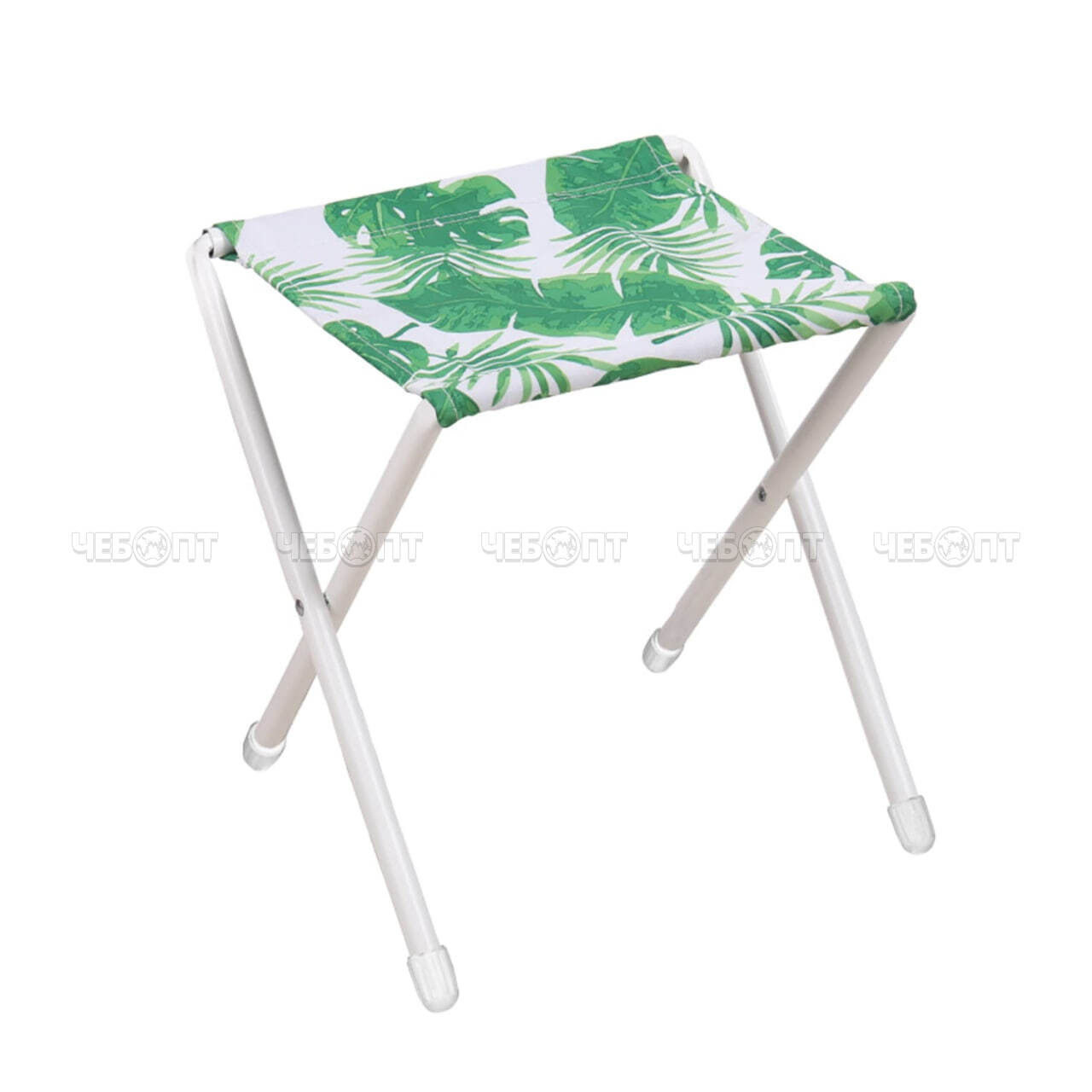 Стул туристический складной (походный) 350*300*360, нагрузка 90 кг, ткань- водооттал. пропитка, с ТРОПИЧЕСКИМИ ЛИСТЬЯМИ СВЕТЛАЯ арт. ДС/1 NIKA [5]. ЧЕБОПТ.