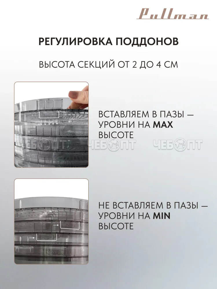 Электросушилка 3в1 PULLMAN PL-2280 с фун.приг.йогурта и десерт.для овощ. 8-и ярус 345х360х355мм, мощ 600 Вт [1]. ЧЕБОПТ.