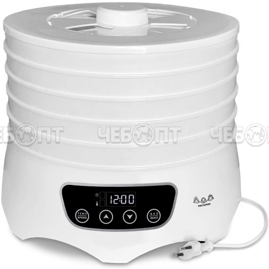 Электросушилка МАСТЕРИЦА EFD-6001 белая для овощей и фруктов, 5 подд.+2 бел подд.+2 подд для пастилы воз регул темп. внутри мощн 300 Вт [1]. ЧЕБОПТ.