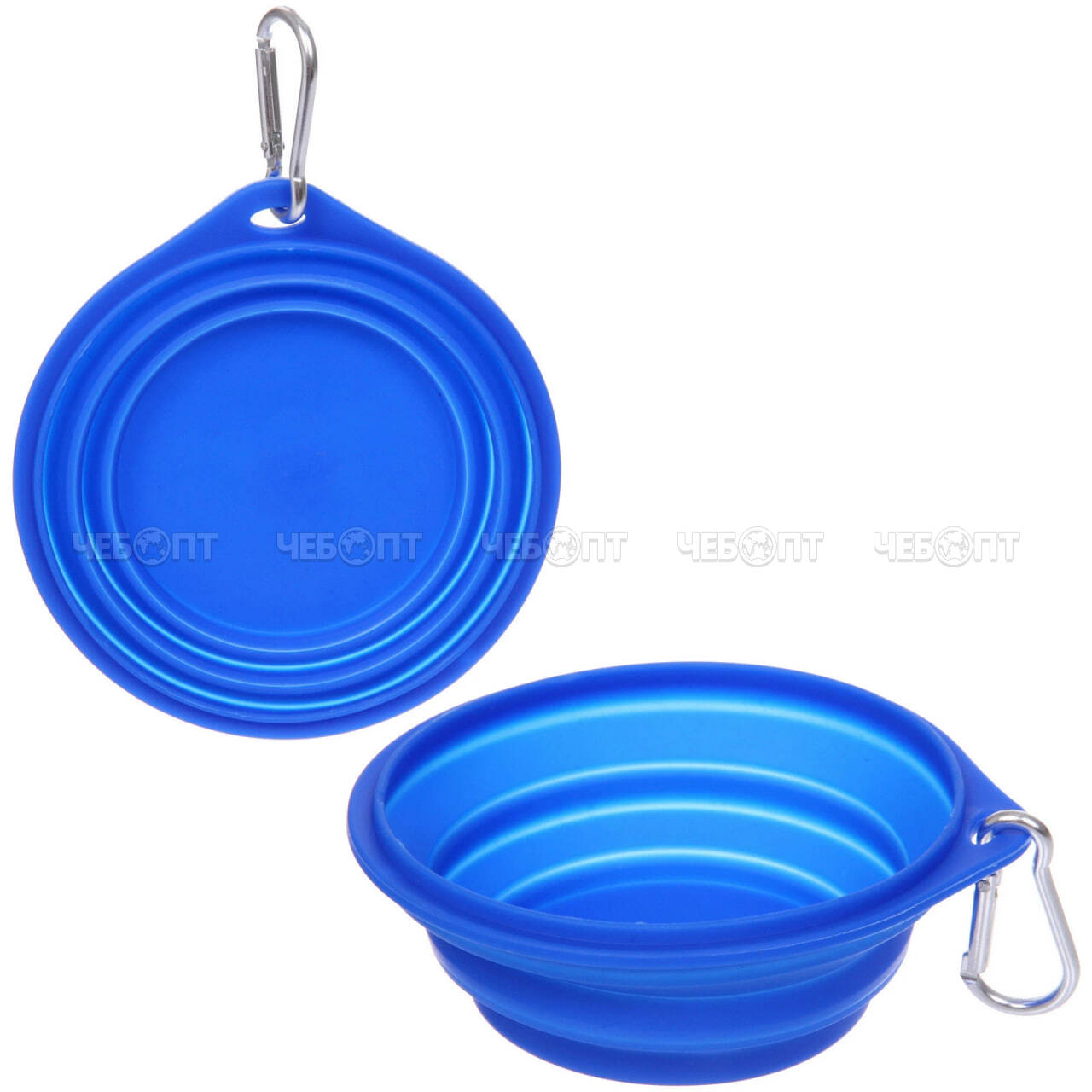 Миска для домашних животных 250 мл МОЙ БРО складная силиконовая с карабином, СИНИЙ арт. 684-1033 [300] РЦ ВОСТОК. ЧЕБОПТ.