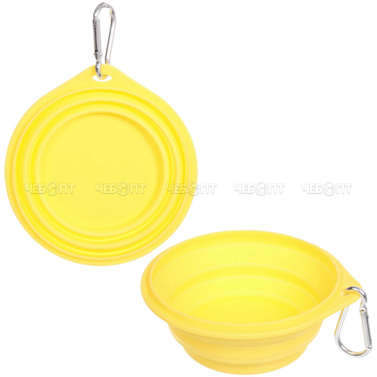Миска для домашних животных 250 мл МОЙ БРО складная силиконовая с карабином, ЖЕЛТЫЙ арт. 684-1036 [300] РЦ ВОСТОК. ЧЕБОПТ.