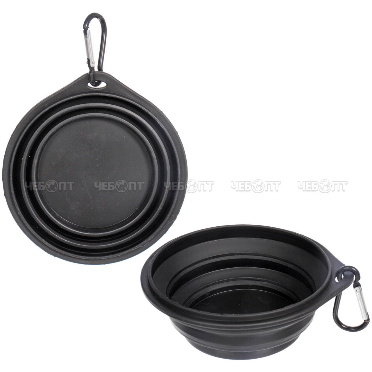 Миска для домашних животных 250 мл МОЙ БРО складная силиконовая с карабином, ЧЕРНЫЙ арт. 684-1037 [300] РЦ ВОСТОК. ЧЕБОПТ.