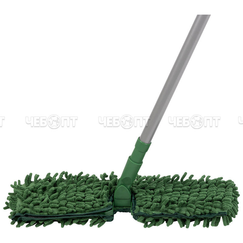 Швабра для пола ПЛОСКАЯ МорМ8 ЛАПША PROMO 2-х сторонняя насадка из микрофибры, черенок 118 см, цвет ЗЕЛЕНЫЙ арт. 310526 [20] СКРАП. ЧЕБОПТ.