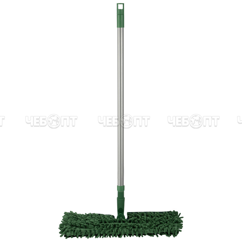 Швабра для пола ПЛОСКАЯ МорМ8 ЛАПША PROMO 2-х сторонняя насадка из микрофибры, черенок 118 см, цвет ЗЕЛЕНЫЙ арт. 310526 [20] СКРАП. ЧЕБОПТ.