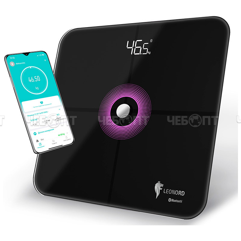Весы напольные электронные LEONORD LE-1274 Bluetooth до 180 кг, дисплей, автоотключение арт. 109930 [8] СКРАП. ЧЕБОПТ.