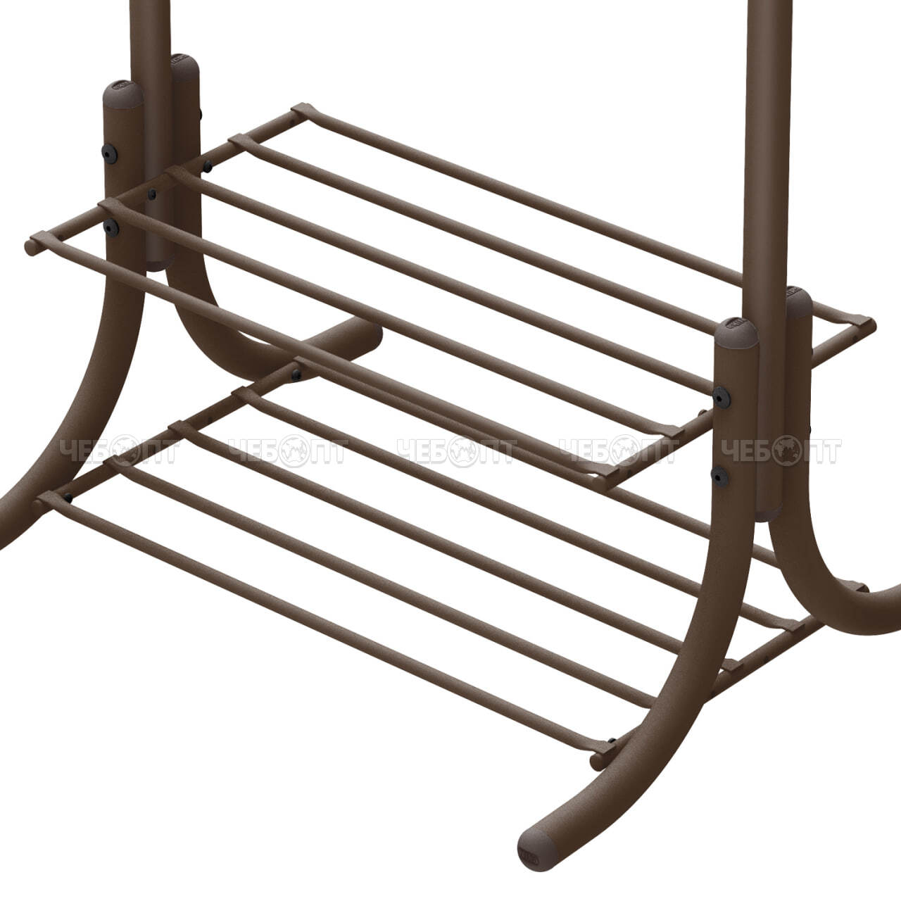 Вешалка напольная металлическая для одежды гардеробная с полками КОРИЧНЕВЫЙ 610*510*1765мм (8 крючков+2полки) нагрузка до 30кг арт. ВГП60-8/К NIKA [1]. ЧЕБОПТ.
