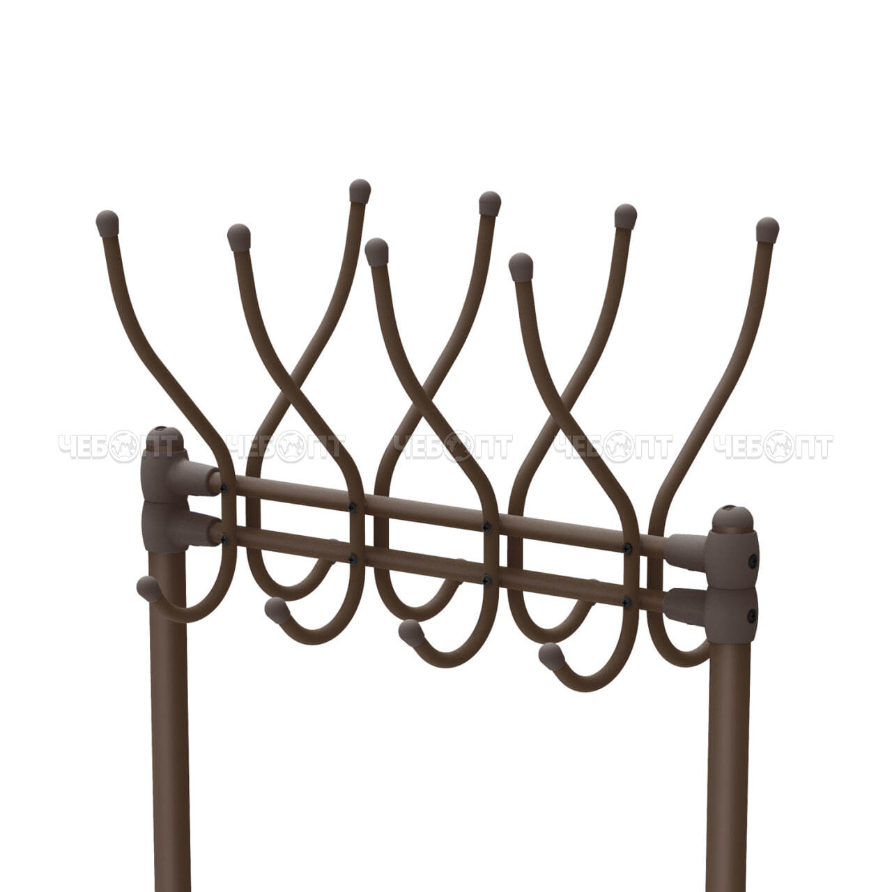 Вешалка напольная металлическая для одежды гардеробная с полками КОРИЧНЕВЫЙ 610*510*1765мм (8 крючков+2полки) нагрузка до 30кг арт. ВГП60-8/К NIKA [1]. ЧЕБОПТ.