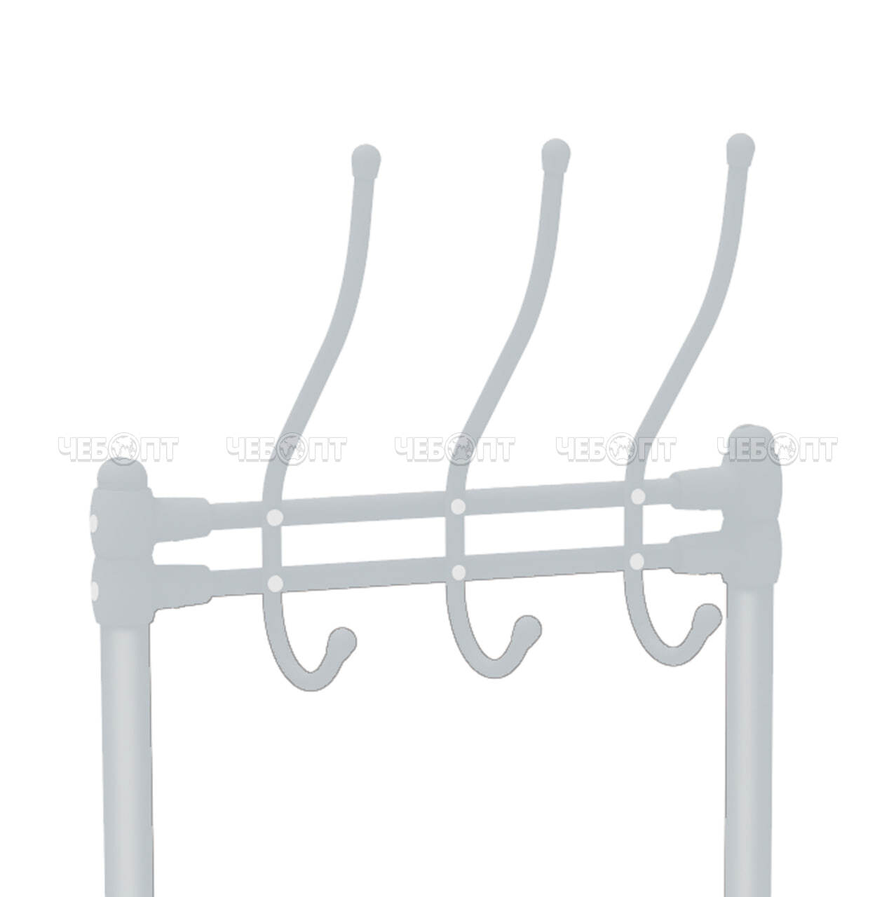 Вешалка напольная металлическая для одежды гардеробная СЕРЫЙ 475*335*1890мм (3 крючков + 2 полки) нагрузка до 30 кг арт. ВПШ3/МС-К NIKA [1]. ЧЕБОПТ.