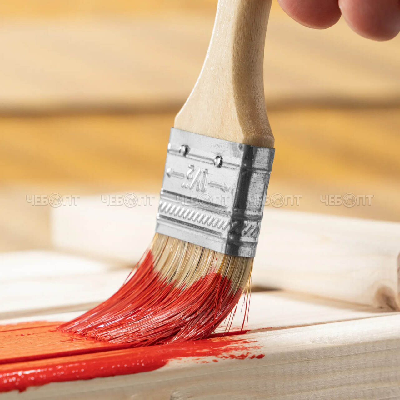 Кисть малярная плоская 1,5" (38 мм), деревянная ручка и натуральный ворс SLIMLINE арт. 824255 [12/600]. ЧЕБОПТ.