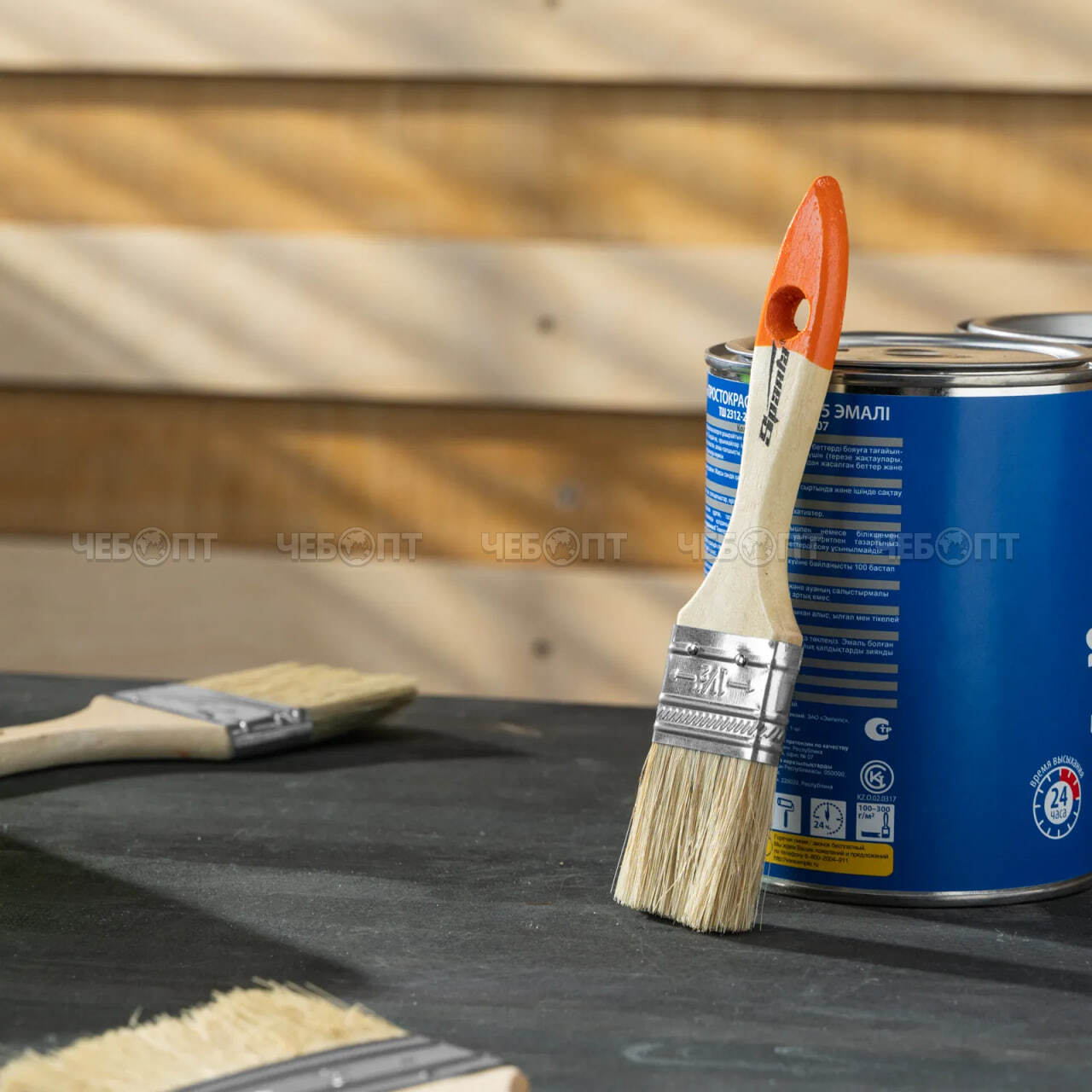 Кисть малярная плоская 1,5" (38 мм), деревянная ручка и натуральный ворс SLIMLINE арт. 824255 [12/600]. ЧЕБОПТ.